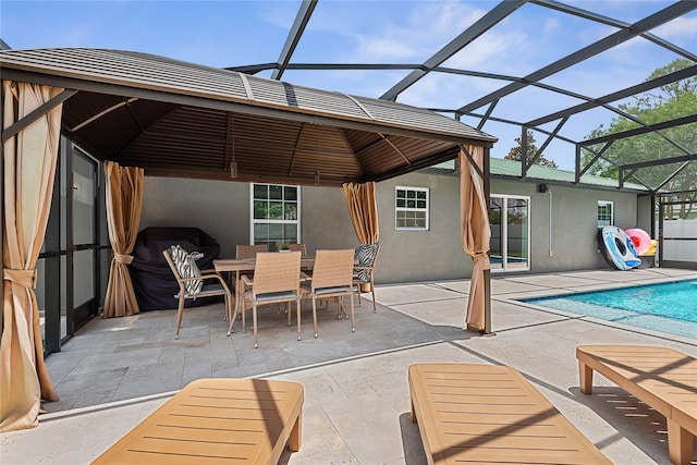 66 Randolph Dr, Palm Coast, FL 32164 - view of patio / terrace featuring a gazebo, an outdoor pool, outdoor dining space, and a grill
