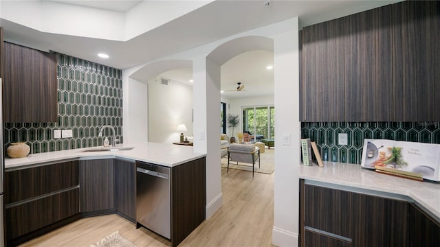 455 Riverfront Dr Unit A302, Palm Coast, FL 32137 - kitchen featuring dishwasher, dark brown cabinets, and recessed lighting