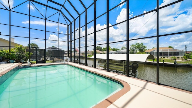 30 Cortes Ct, Palm Coast, FL 32137 - outdoor pool with a water view, a lanai, and a boat dock
