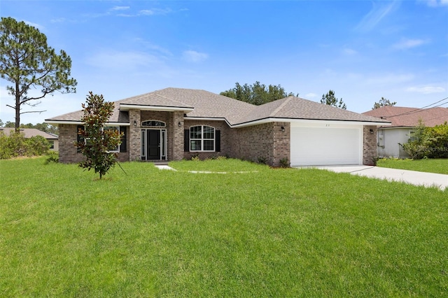 23 Pebble Wood Ln, Palm Coast, FL 32164 - ranch-style home with a garage, a front yard, and driveway