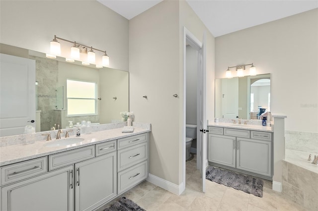 67 N Lakewalk Dr, Palm Coast, FL 32137 - full bath featuring tiled shower, vanity, tile patterned flooring, and a bath