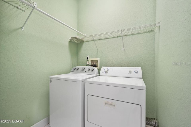 3132 Connemara Dr, Ormond Beach, FL 32174 - laundry room with washer and dryer and a textured wall