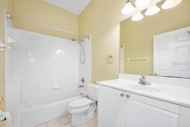 3132 Connemara Dr, Ormond Beach, FL 32174 - full bathroom with tile patterned floors, bathtub / shower combination, vanity, and a textured wall