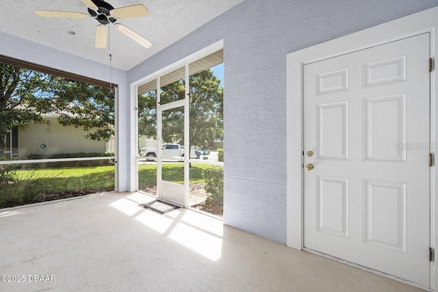 3132 Connemara Dr, Ormond Beach, FL 32174 - unfurnished sunroom featuring ceiling fan
