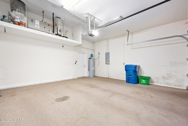 3132 Connemara Dr, Ormond Beach, FL 32174 - garage with water heater, electric panel, and a garage door opener