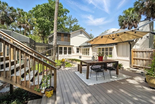 1108 Shockney Dr, Ormond Beach, FL 32174 - deck with outdoor dining area and stairway