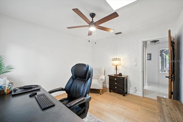 1108 Shockney Dr, Ormond Beach, FL 32174 - office with ceiling fan and light wood finished floors