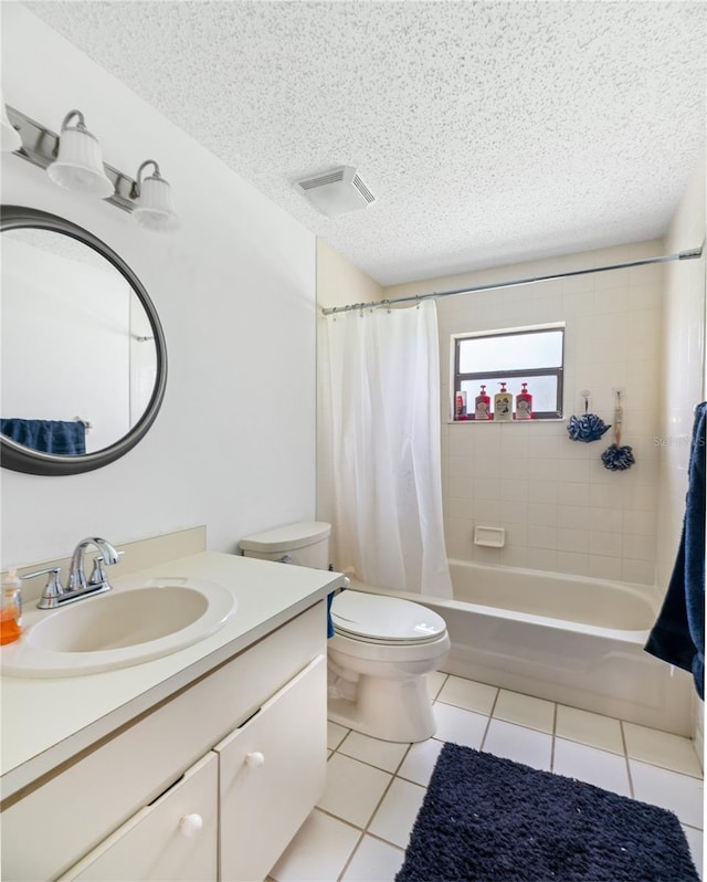 1 Ryberry Pl, Palm Coast, FL 32164 - bathroom with vanity, shower / bath combo, tile patterned flooring, and a textured ceiling