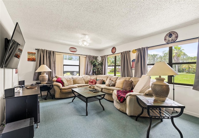 1 Ryberry Pl, Palm Coast, FL 32164 - living room featuring carpet and a textured ceiling