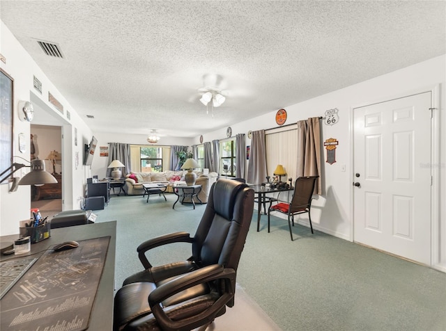 1 Ryberry Pl, Palm Coast, FL 32164 - office space featuring carpet flooring, a textured ceiling, and a ceiling fan