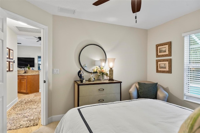 1254 Royal Pointe Ln, Ormond Beach, FL 32174 - bedroom with light carpet and ceiling fan