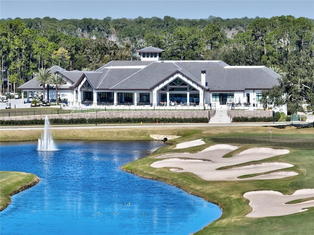 1254 Royal Pointe Ln, Ormond Beach, FL 32174 - back of property with a water view, golf course view, and a wooded view