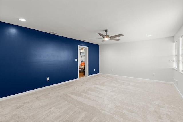 1026 Bel Aire Dr, Daytona Beach, FL 32118 - carpeted spare room featuring ceiling fan and recessed lighting