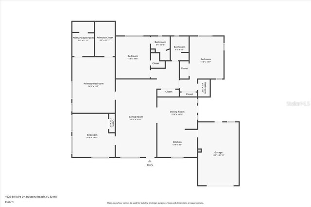 1026 Bel Aire Dr, Daytona Beach, FL 32118 - view of floor plan / room layout