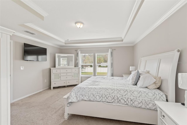 392 S Hamilton Springs Rd, Saint Augustine, FL 32084 - bedroom featuring a raised ceiling, ornamental molding, and light colored carpet