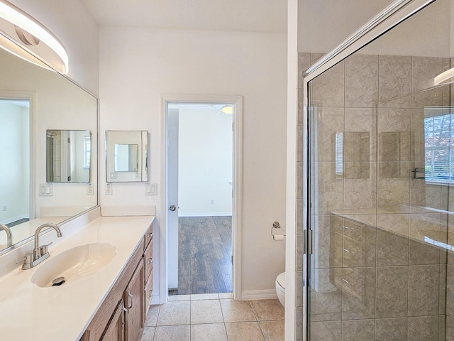 1528 N Daytona Ave, Flagler Beach, FL 32136 - bathroom featuring vanity, a shower stall, and tile patterned flooring