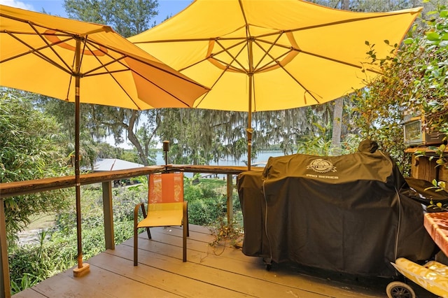 603 Front St, Welaka, FL 32193 - wooden deck with a grill