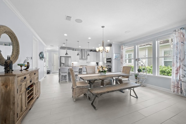 31 Hidden Treasure Dr, Palm Coast, FL 32137 - dining space featuring crown molding, a chandelier, and recessed lighting