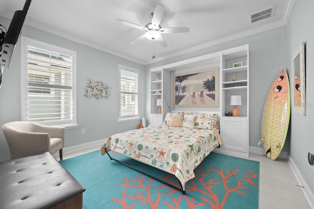 31 Hidden Treasure Dr, Palm Coast, FL 32137 - bedroom featuring crown molding and a ceiling fan