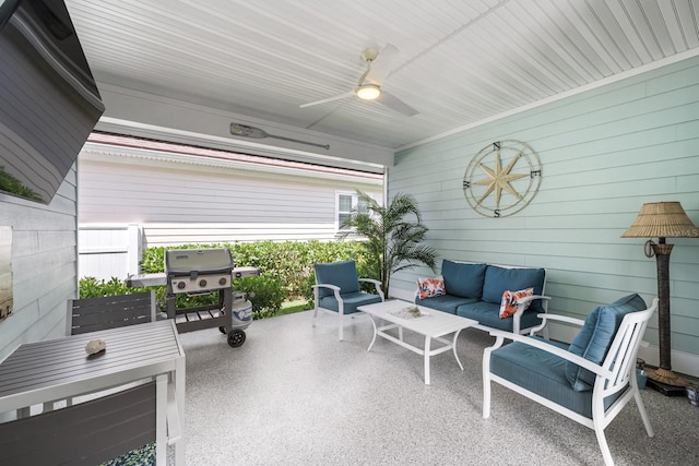 31 Hidden Treasure Dr, Palm Coast, FL 32137 - view of patio featuring outdoor lounge area, a ceiling fan, and grilling area