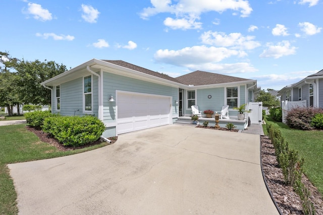 31 Hidden Treasure Dr, Palm Coast, FL 32137 - ranch-style house with covered porch, concrete driveway, and a garage
