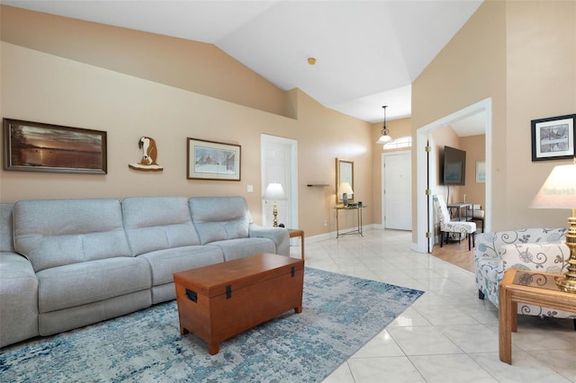 6 Prince Michael Ln, Palm Coast, FL 32164 - living area featuring lofted ceiling and light tile patterned flooring