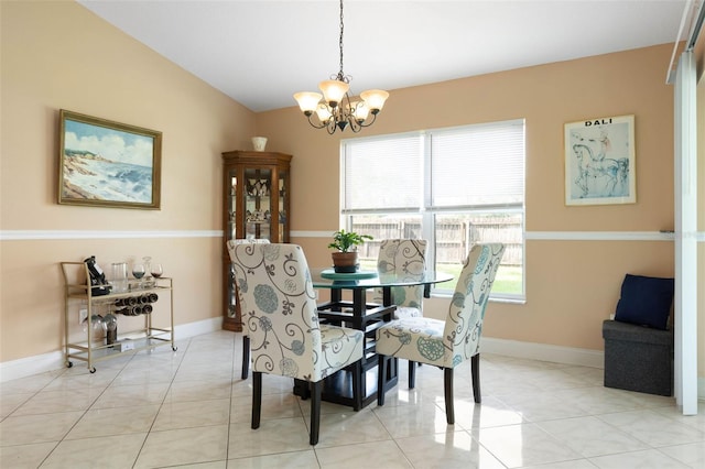 6 Prince Michael Ln, Palm Coast, FL 32164 - dining area featuring a chandelier and lofted ceiling