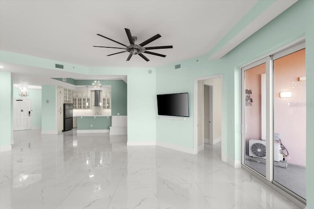 200 Ocean Crest Dr Unit 1111, Palm Coast, FL 32137 - unfurnished living room with a ceiling fan and light marble finish floors