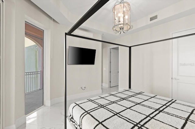 200 Ocean Crest Dr Unit 1111, Palm Coast, FL 32137 - unfurnished bedroom with a chandelier and light marble finish floors