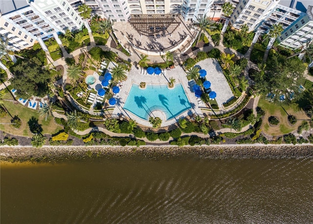 102 Yacht Harbor Dr Unit 475, Palm Coast, FL 32137 - aerial view of property's location featuring a pool and apartment complex