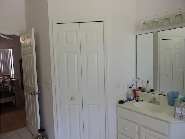 400 S County Road 115, Bunnell, FL 32110 - bathroom featuring a closet, vanity, and tile patterned floors