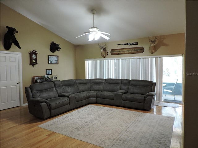 400 S County Road 115, Bunnell, FL 32110 - living room with ceiling fan, wood finished floors, and vaulted ceiling