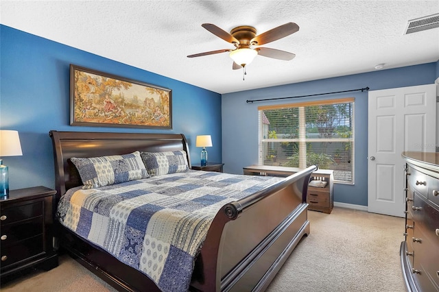 5 Zorlou Ct, Palm Coast, FL 32164 - bedroom featuring light colored carpet, a textured ceiling, and ceiling fan
