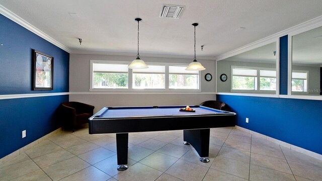 4655 46th Street Ct W Unit 101, Bradenton, FL 34210 - playroom with plenty of natural light, crown molding, billiards, and tile patterned floors