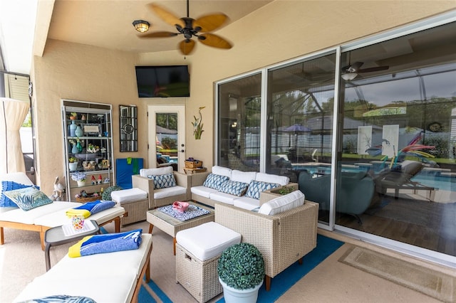 20 Long Pl, Palm Coast, FL 32137 - view of patio / terrace featuring a ceiling fan and an outdoor hangout area
