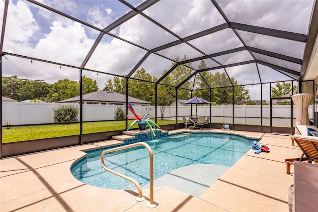 20 Long Pl, Palm Coast, FL 32137 - view of pool featuring a fenced backyard, a patio area, and glass enclosure
