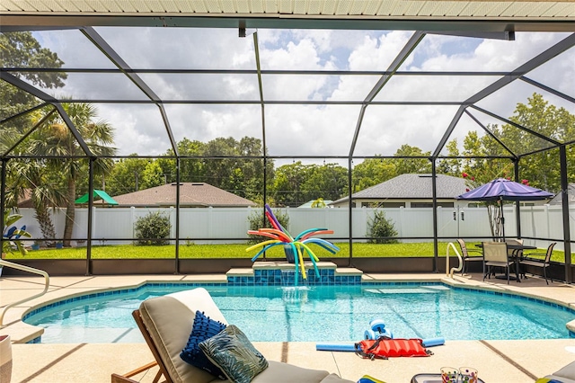 20 Long Pl, Palm Coast, FL 32137 - view of pool featuring a fenced backyard, a patio area, and glass enclosure