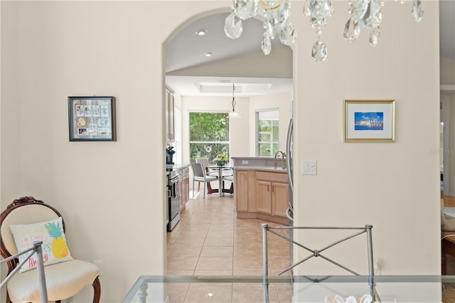 143 W Waterside Pkwy, Palm Coast, FL 32137 - hall featuring light tile patterned floors and arched walkways