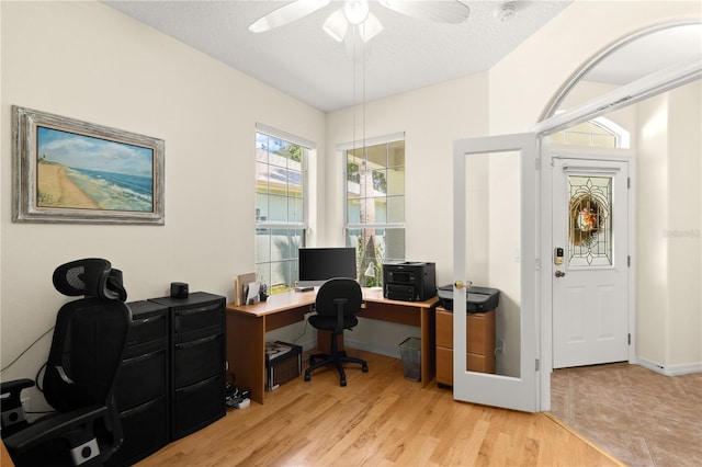 143 W Waterside Pkwy, Palm Coast, FL 32137 - office featuring ceiling fan and wood finished floors