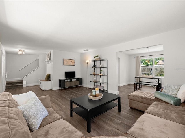 506 Dorset Cir S, Daytona, FL 32119 - living area with wood finished floors and stairway