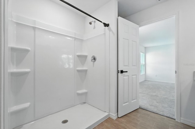 17 Roxbury Ln, Palm Coast, FL 32164 - bathroom with a shower and wood finished floors
