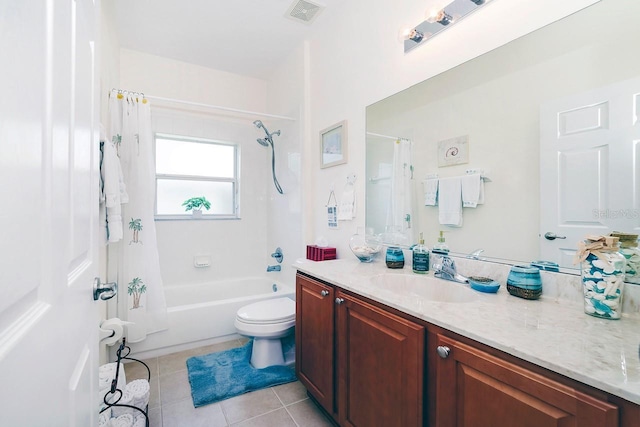 43 White Dove Ln, Palm Coast, FL 32164 - full bathroom featuring vanity, shower / bath combination with curtain, and tile patterned flooring