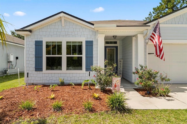 7 Grand Par Ct, Bunnell, FL 32110 - view of front of home with a garage, concrete driveway, roof with shingles, and a porch
