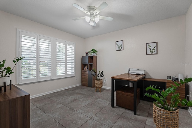 166 Midway Park Dr, Saint Augustine, FL 32084 - home office featuring a ceiling fan and baseboards