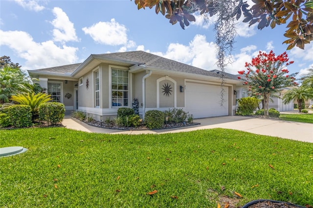 25 Raintree Cir, Palm Coast, FL 32164 - single story home featuring stucco siding, driveway, a front lawn, and a garage