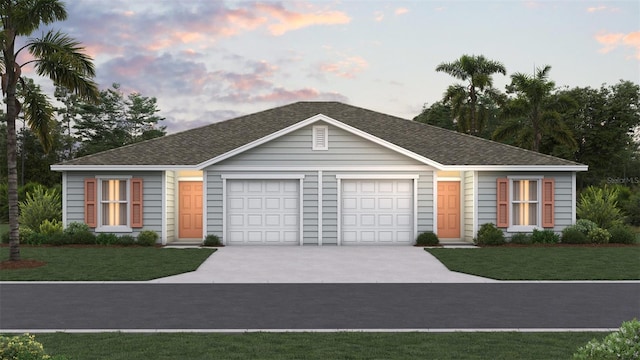 6 Rosepetal Ln Unit A, Palm Coast, FL 32164 - single story home with concrete driveway, an attached garage, a front yard, and a shingled roof