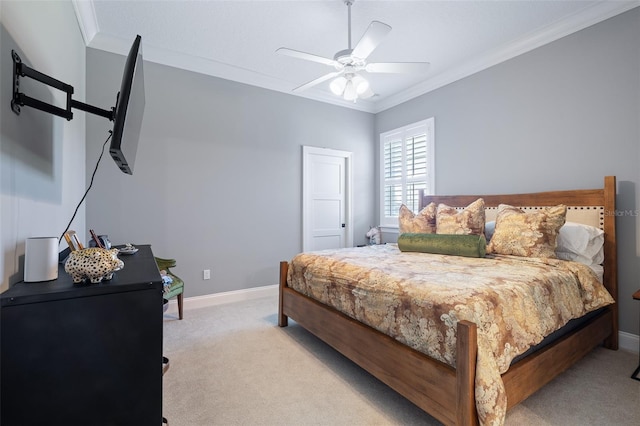 4 Old Oak Dr N, Palm Coast, FL 32137 - bedroom featuring light colored carpet, crown molding, and ceiling fan