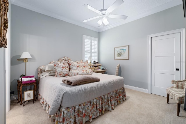 4 Old Oak Dr N, Palm Coast, FL 32137 - bedroom with carpet floors, ornamental molding, and a ceiling fan