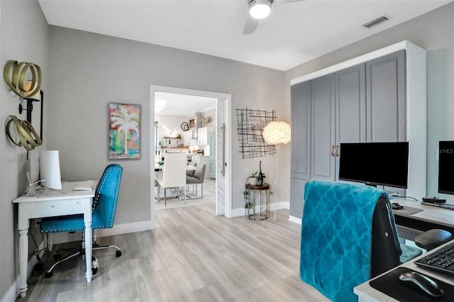 33 Crystal Bay Ct, Palm Coast, FL 32137 - office area with ceiling fan and wood finished floors