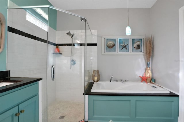 33 Crystal Bay Ct, Palm Coast, FL 32137 - bathroom with a garden tub, a shower stall, and vanity